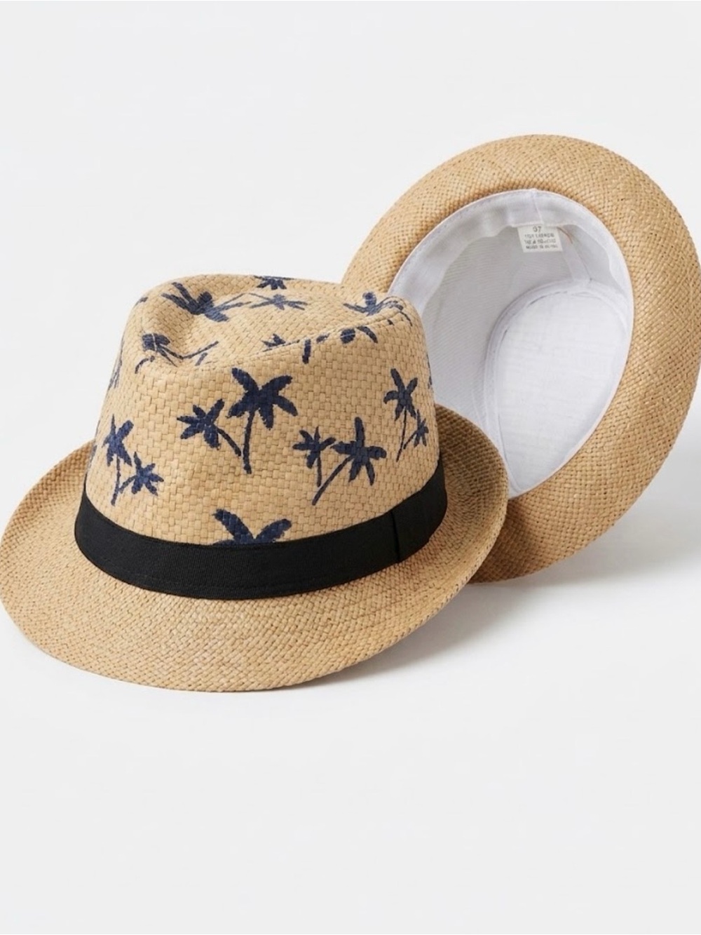 Unbranded Men's Palm Tree Paper Straw Fedora Hat – Excellent Condition (Size 57)